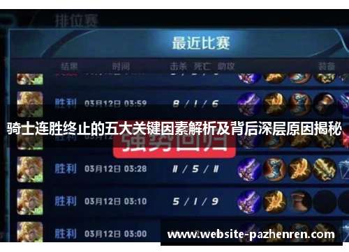 骑士连胜终止的五大关键因素解析及背后深层原因揭秘 骑士连胜终止的五大关键因素解析及背后深层原因揭秘